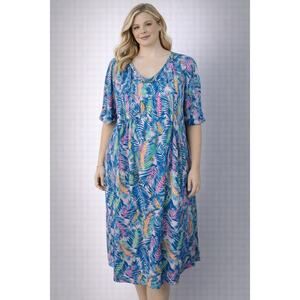 Woman Within Floral Maxi Dress Blue Green White Women's Cruise Beach Pool 16 16w